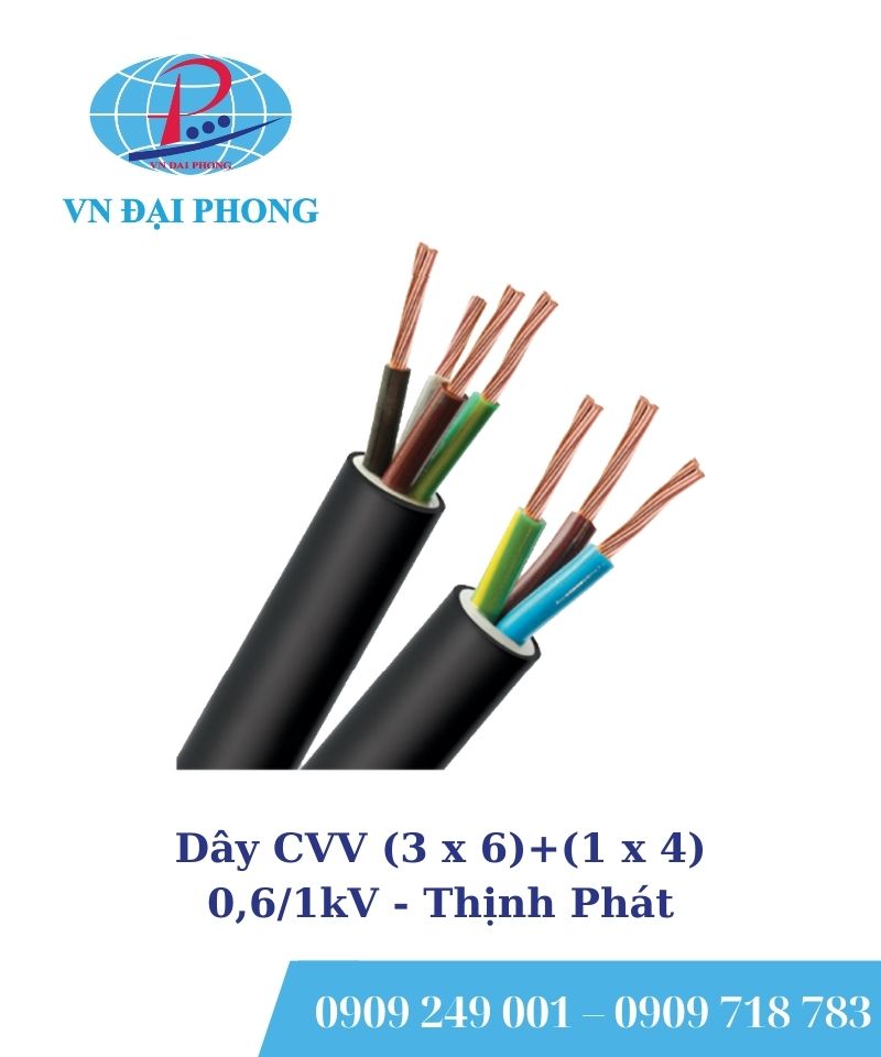 Dây cáp Thịnh Phát CVV (3 x 6)+(1 x 4) - 0,6/1kV