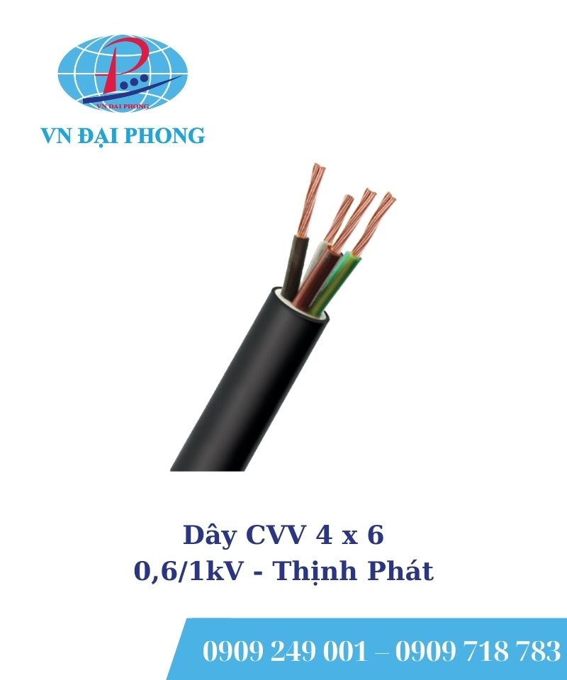 Dây cáp Thịnh Phát CVV 4 x 6 - 0,6/1kV