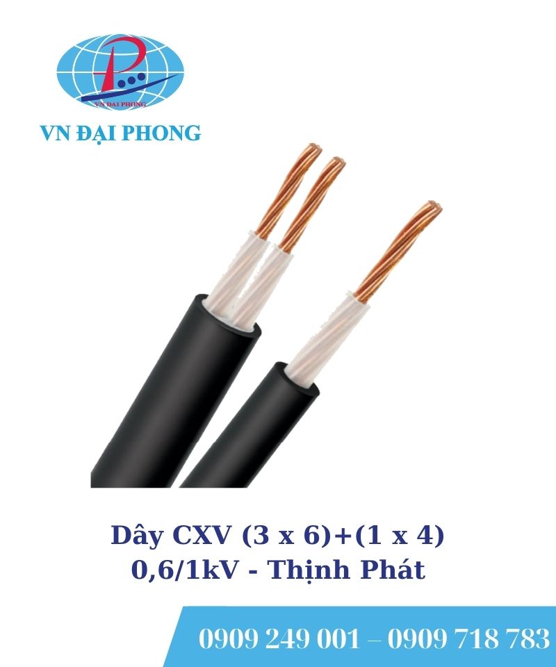 Dây cáp Thịnh Phát CXV (3 x 6)+(1 x 4) - 0,6/1kV