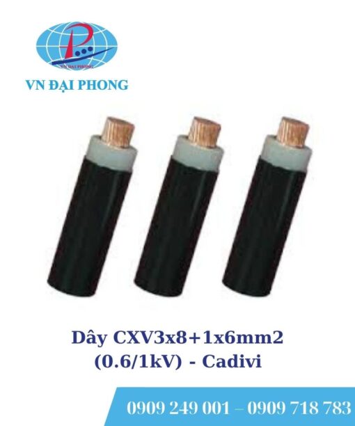 Dây cáp điện Cadivi CXV3x8+1x6mm2 (0.6/1kV)