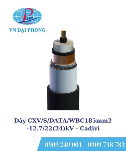Dây cáp điện Cadivi CXV/S/DATA/WBC185mm2-12.7/22(24)kV