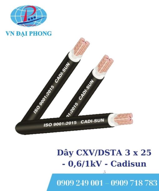 Dây cáp điện Cadisun CXV/DSTA 3 x 25 - 0,6/1kV