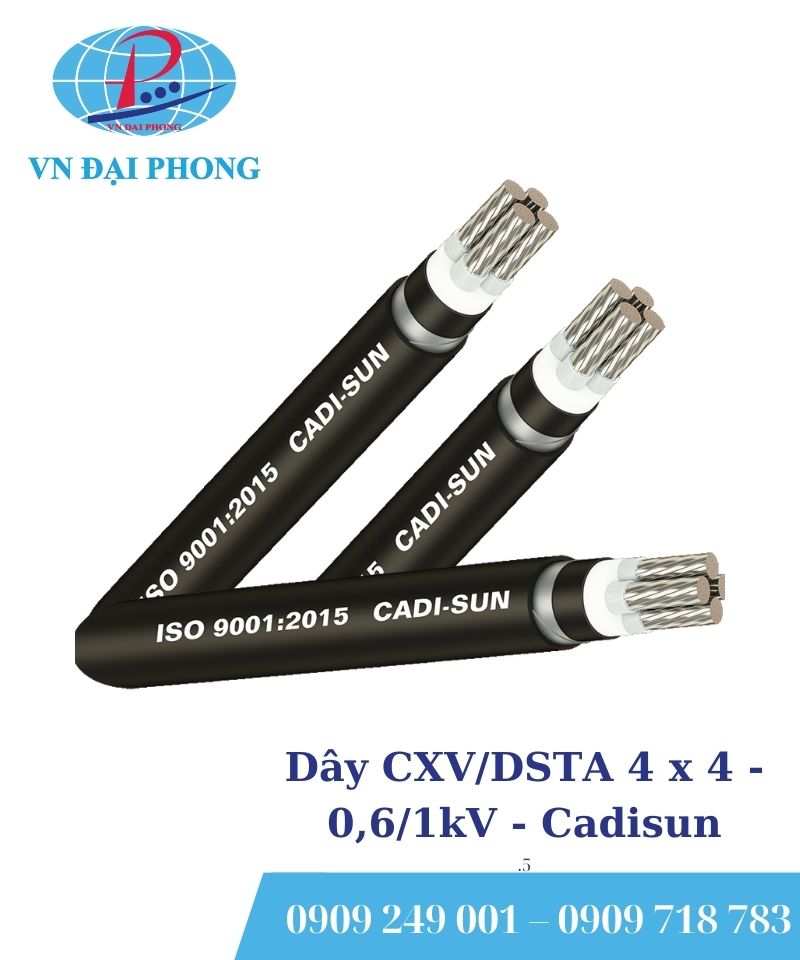 Dây cáp điện Cadisun CXV/DSTA 4 x 4 - 0,6/1kV