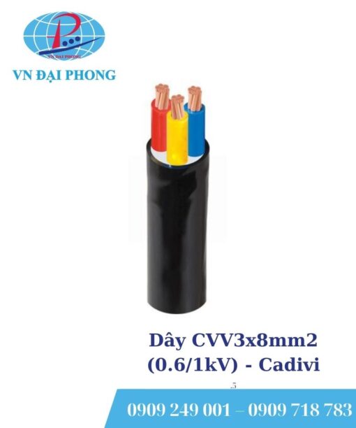 Dây cáp điện Cadivi CVV3x8mm2 (0.6/1kV)