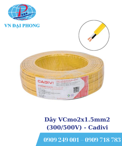 Dây cáp điện Cadivi VCmo2x1.5mm2 (300/500V)