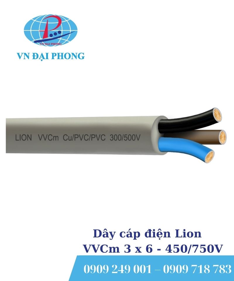 Dây cáp điện Lion VVCm 3 x 6,0 - 450/750V