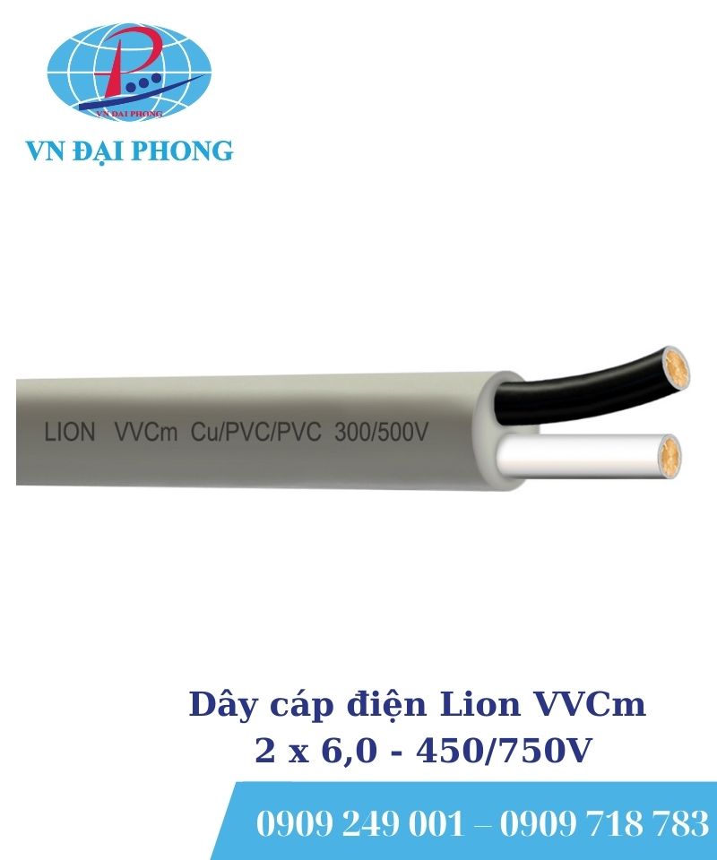 Dây cáp điện Lion VVCm 2 x 6,0 - 450/750V