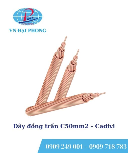Dây cáp điện Cadivi đồng trần C50mm2