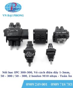 Nối bọc IPC Tuấn Ân 300-300, Vỏ cách điện dày 1-3mm, 50 - 300/ 50 - 300, 2 boulon M10 nhựa