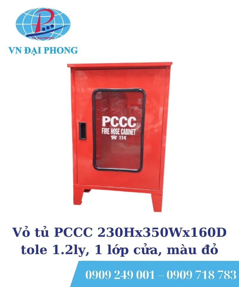 Vỏ tủ PCCC 230Hx350Wx160D tole 1.2ly, 1 lớp cửa, màu đỏ