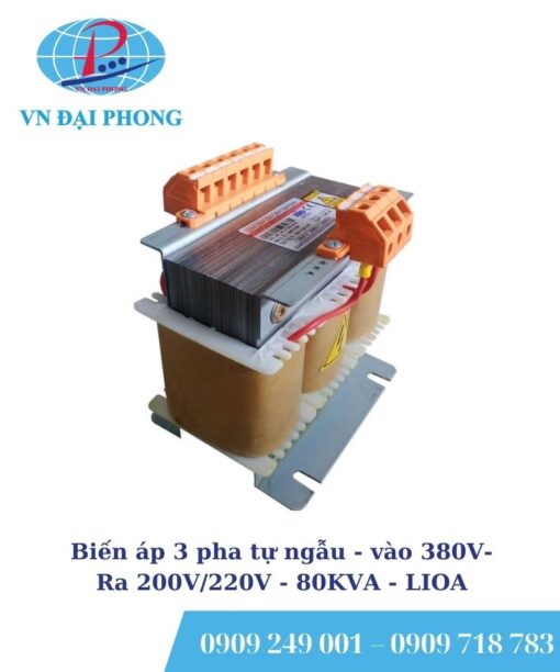 Biến áp 3 pha tự ngẫu - vào 380V- Ra 200V/220V - 80KVA