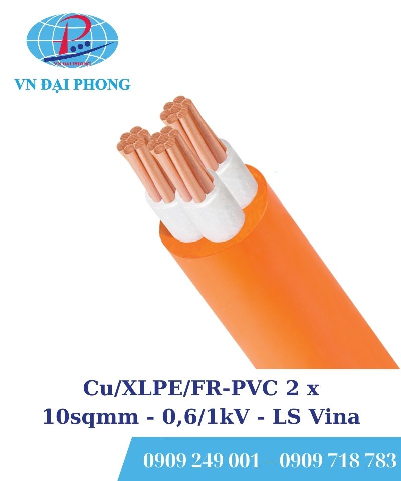 Cáp chậm cháy LS Vina Cu/XLPE/FR-PVC 2 x 10sqmm - 0,6/1kV