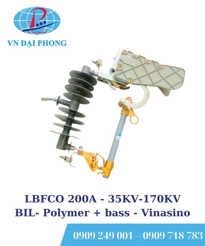 Cầu chì tự rơi cắt có tải Vinasino LBFCO 200A - 35KV-170KV BIL- Polymer + bass