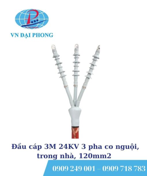 Đầu cáp 3M 24KV 3 pha co nguội, trong nhà, 120mm2 