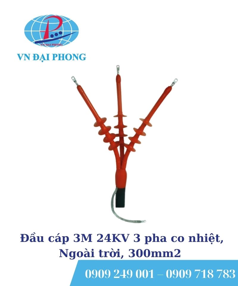 Đầu cáp 3M 24KV 3 pha co nhiệt, Ngoài trời, 300mm2
