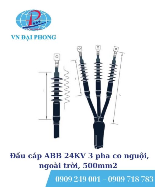 Đầu cáp 24KV ABB 3 pha co nguội, ngoài trời, 500mm2