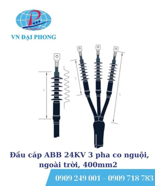 Đầu cáp 24KV ABB 3 pha co nguội, ngoài trời, 400mm2