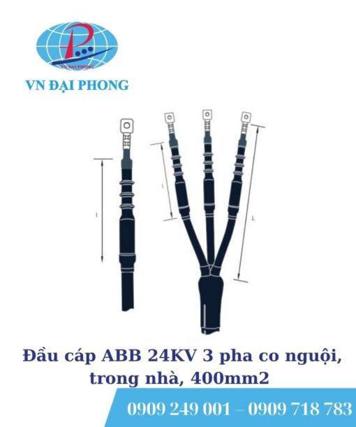 Đầu cáp 24KV ABB 3 pha co nguội, trong nhà, 400mm2 