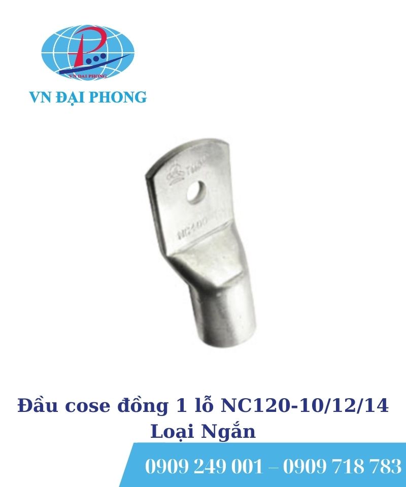 Đầu cose đồng 1 lỗ NC120-10/12/14 Loại Ngắn