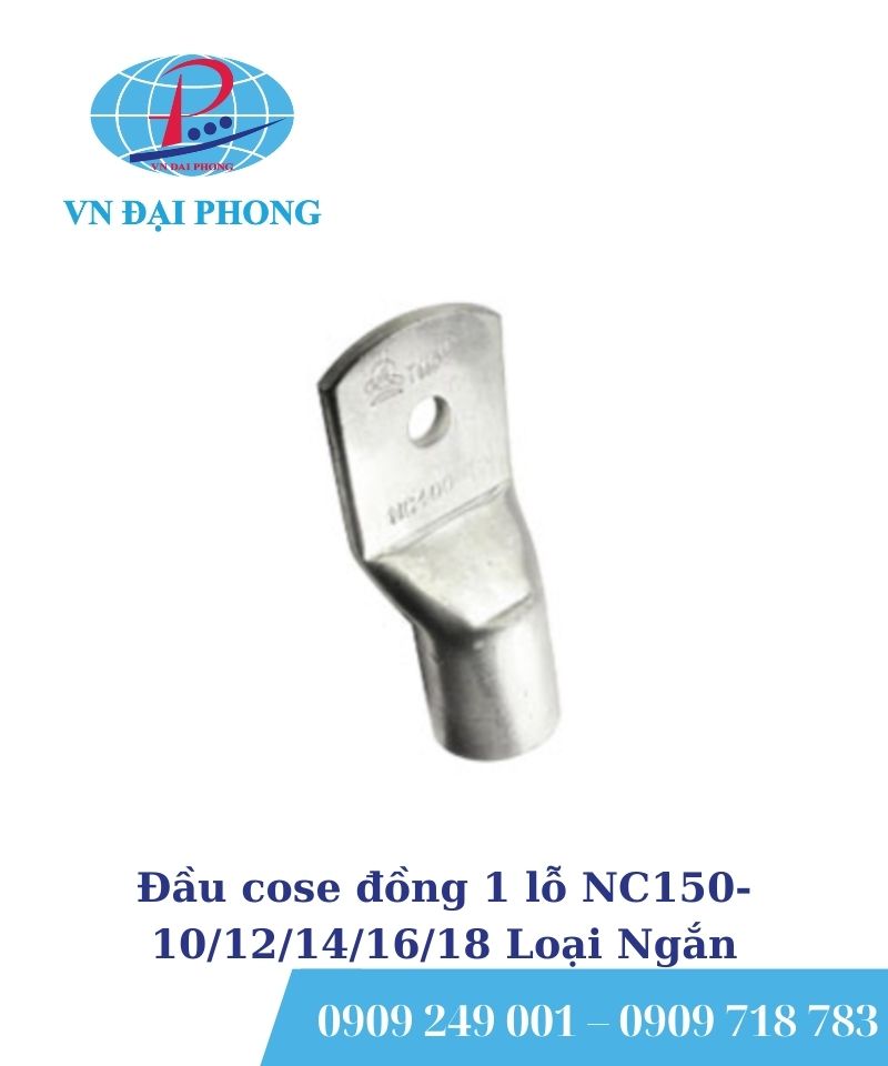 Đầu cose đồng 1 lỗ NC150-10/12/14/16/18 Loại Ngắn