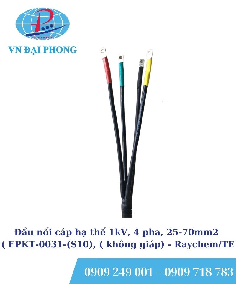 Đầu nối cáp hạ thế Raychem/TE 1kV, 4 pha, 25-70mm2 ( EPKT-0031-(S10), ( không giáp)