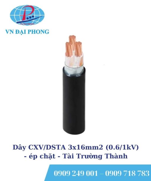 Dây cáp điện Tài Trường Thành CXV/DSTA 3x16mm2 (0.6/1kV) - ép chặt