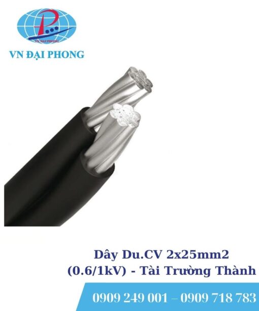 Dây cáp điện Tài Trường Thành Du.CV 2x25mm2 (0.6/1kV)