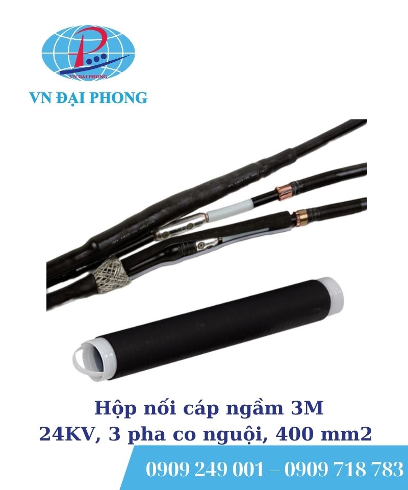 Hộp nối cáp ngầm 3M 24KV, 3 pha co nguội, 400 mm2