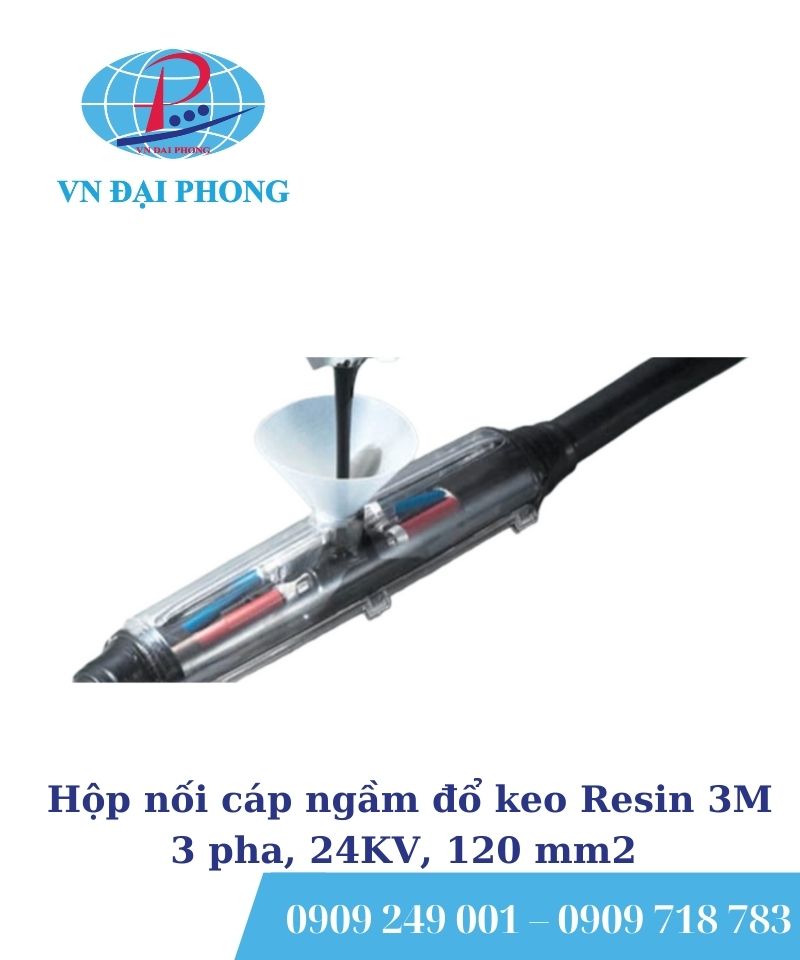 Hộp nối cáp ngầm đổ keo Resin 3M 3 pha, 24KV, 120 mm2