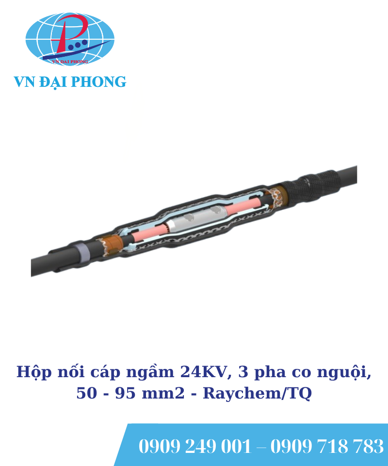 Hộp nối cáp ngầm Raychem/TQ 24KV, 3 pha co nguội, 50 - 95 mm2