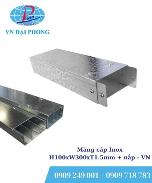 Máng cáp Inox H100xW300xT1.5mm + nắp