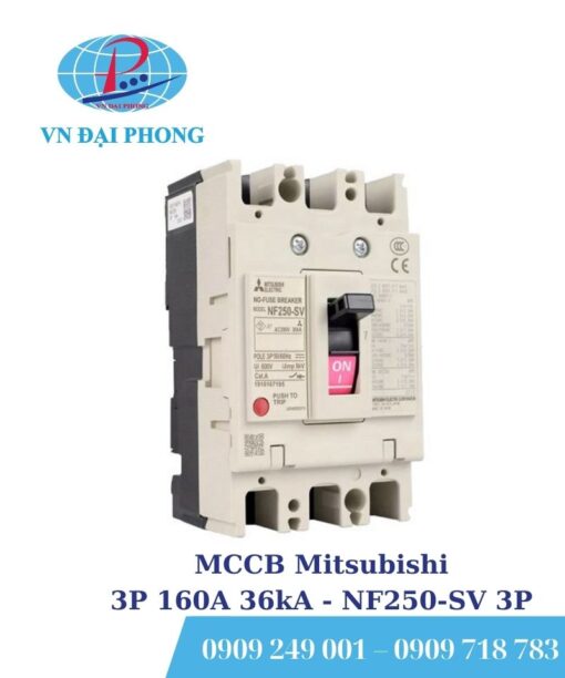MCCB Mitsubishi 3P 160A 36kA - NF250-SV 3P