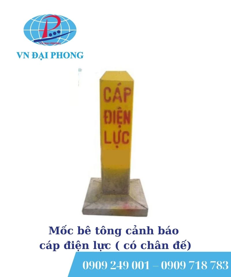 Mốc bê tông cảnh báo cáp điện lực ( có chân đế)