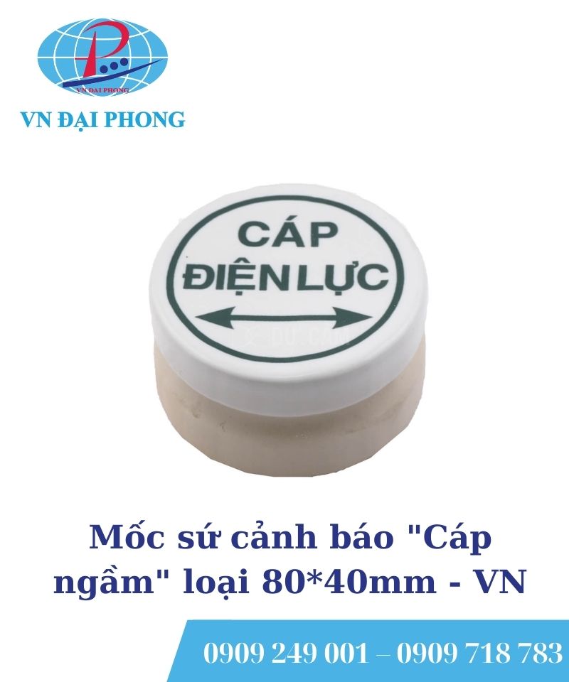 Mốc sứ cảnh báo "Cáp ngầm" loại 80*40mm