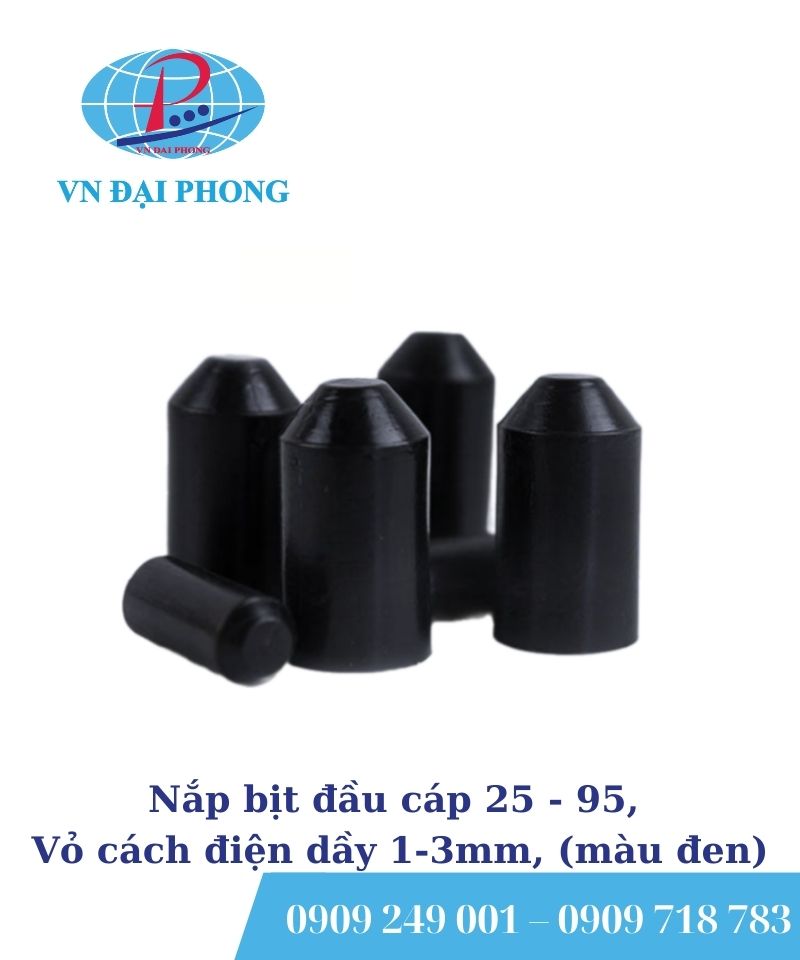 Nắp bịt đầu cáp 25 - 95, Vỏ cách điện dầy 1-3mm, (màu đen)