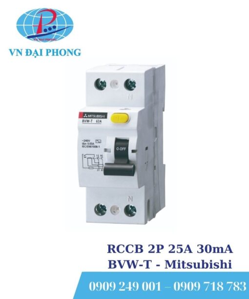 Cầu dao Mitsubishi RCCB 2P 25A 30mA BVW-T Mitsubishi