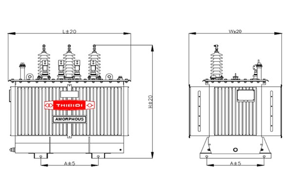 Thông số kỹ thuật của Máy biến áp dầu 1 pha THIBIDI 25KVA 22/0.23KV Amorphous 