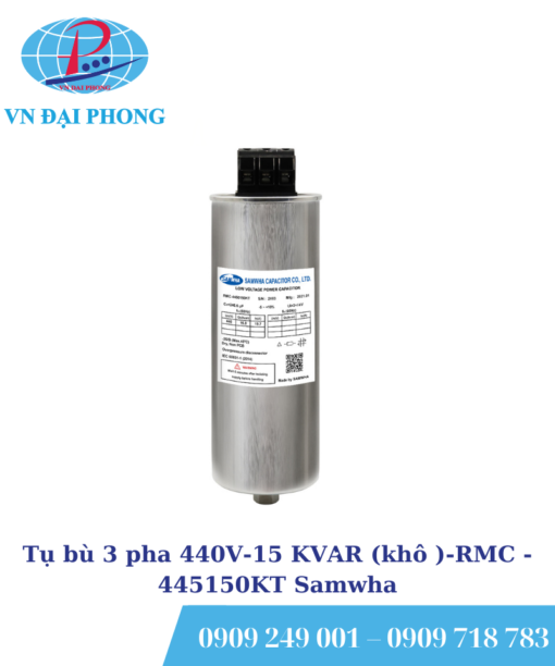 Tụ bù Samwha 3 pha 440V-15 KVAR (khô )-RMC - 445150KT