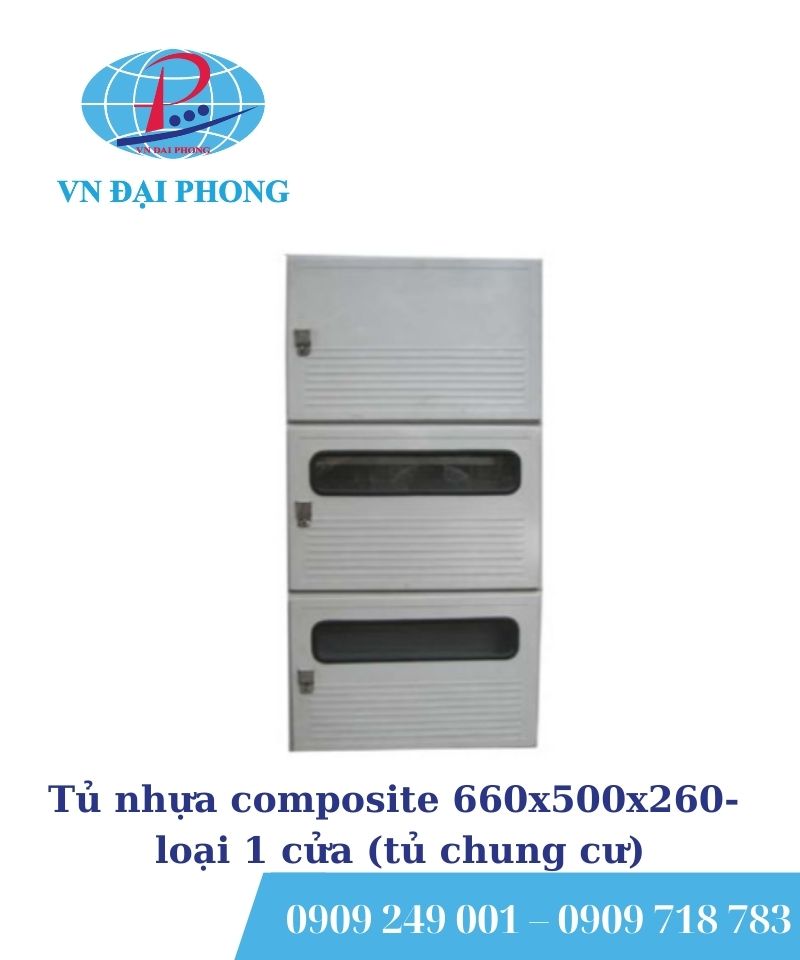 Tủ điện nhựa composite 660x500x260- loại 1 cửa (tủ chung cư)