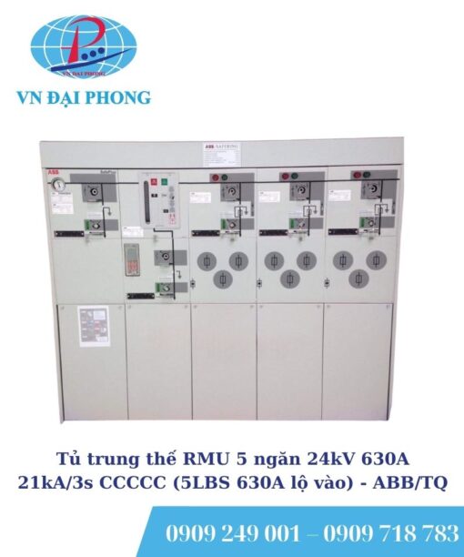 Tủ trung thế ABB RMU 5 ngăn 24kV 630A 21kA/3s CCCCC (5LBS 630A lộ vào)