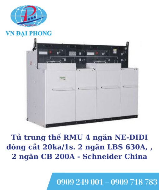 Tủ trung thế RMU Schneider 4 ngăn NE-DIDI dòng cắt 20ka/1s. 2 ngăn LBS 630A, , 2 ngăn CB 200A