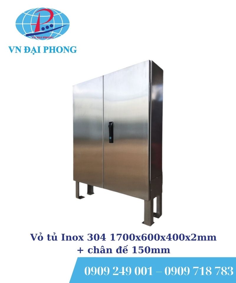 Vỏ tủ Inox 304 1700x600x400x2mm + chân đế 150mm